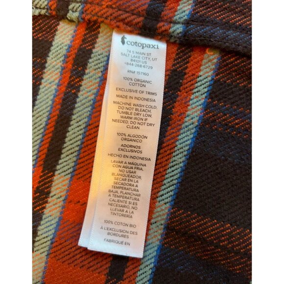 Cotopaxi Men’s Plaid Flannel Heavyweight Shacket Size S 100% Organic Cotton Snap - Picture 7 of 8